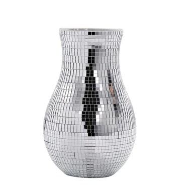 Disco Ball Mirror Flower Vase &acirc;&euro;&ldquo; Silve Mirrored Vase Illuminate Your Blooms with Elegance Mosaic Glass Vase