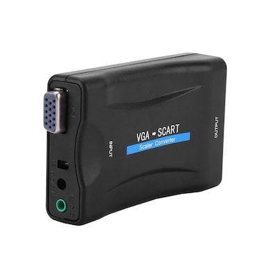 VGA to Scart Converter, VGA to SCART Video Audio Adapter with VGA Cable, Remote Control, for NTSC, PAL, SECAM Standard TV Formats Input