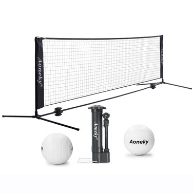 Aoneky Swimming Pool Volleyball Set - Include 2 Volleyballs, Net, Pump - Pool Volley Game Set