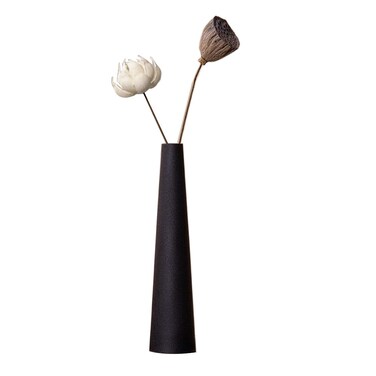 Small Ceramic Bud Vase 8.5 inch Tall Conic Flower Single Stem Vase Black Vase Decorative Floral Centerpiece for Wedding Office Home
