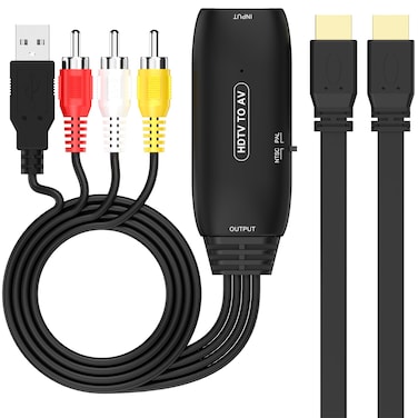 Fifod HDMI to AV Converter, HDMI to RCA, 1080P Mini RCA Composite CVBS Video Audio Converter Adapter Support PAL/NTSC for TV/PC/ PS3/ STB/Xbox VHS/VCR/Blue-Ray DVD Players