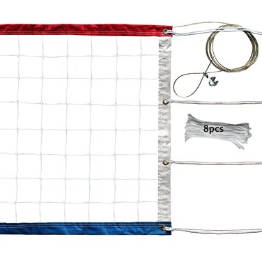 DOURR Pro Volleyball Net Outdoor Indoor for Backyard Beach Pool Schoolyard Stadium Game, Standard Size 32 FT x 3 FT White