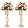 Gold Vases for Table Centerpieces, 20in Metal Crystal Wedding Centerpiece Set of 2 Flower Vase Stands with Crystal Beads for Wedding Reception Party Dining Room Decor