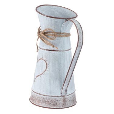 GANAZONO Shabby Chic Metal Vase Farmhouse Pitcher Vase Galvanized Flower Vase Rustic Jug Vase Plant Pot Table Centerpiece for Home Decoration