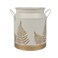 PHILPETY Shabby Chic Classy Designed Gold Milk Can with Leaf Pattern Galvanized Finish Metal Vase Country Jug Rustic Jar Primitive Decorative Flower Holder, 7.3" H