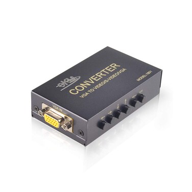eKL VGA to AV Adapter Converter Box VGA Input Composite RCA S-Video VGA Output Computer PC Laptop to TV Display Projector Connector