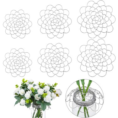 6 Pcs Flower Frog Stainless Steel Lid Arranger Metal Flower Floral Arrangement Flower Vase Insert Supplies Flower Arranger for Plant Fixation Vase Craft, 4.92 Inches, 5.91 Inches, 6.89 Inches