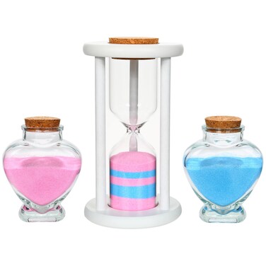 Unity Sand for Wedding Ceremony Set - 3 Pcs Wedding Sand Ceremony Sets Includes 1 Unity Hour Glass and 2 Heart-Shape Glass Sand Ceremony Vase, Wedding Unity Ideas for Ceremony (Sand not Included&iuml;&frac14;&permil;