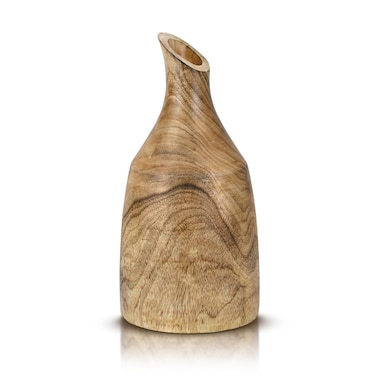 AeraVida Elegant Slanted Opening Wooden Vase in Natural Mango Tree Wood   Mango Tree Wood Kitchen Decor   Handmade Vase   Handmade Home Office Table Vase