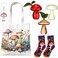 Baderke 6 Pcs Mushroom Themed Gift, Mushroom Plant Propagation Gifts for Women, for Plant Stuff Lovers Include Cute Mushroom Terrarium Mushroom Socks Canvas Tote Bag Mushroom Keychain