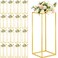 Tandefio 16 Pcs Gold Wedding Flower Stand 23.6'' Metal Flower Stand Tall Centerpiece Vases Gold Centerpiece Stand Column Rectangular Geometric Flower Rack for Table Floor Wedding Party Decoration Home