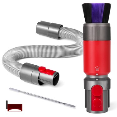 Dusting Brush &amp; Flexible Extension Hose Compatible with Dyson Outsize/ V7/ V8/ V10/ V11/ V15 Vacuum Cleaner Self-cleaning Soft Bristles, Cordless Vacuum Accessaries with Trigger Lock