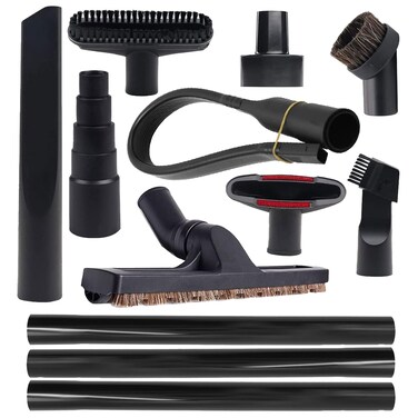 12 Pcs Universal Vacuum Attachment Kit, Vacuum Hose Adapter, 1-1/4" Vacuum Cleaners Accessories with Horse Hair Brush Extension Wand Wheeled Floor Brush Flexible Crevice Tool for Shop Vac Accessories