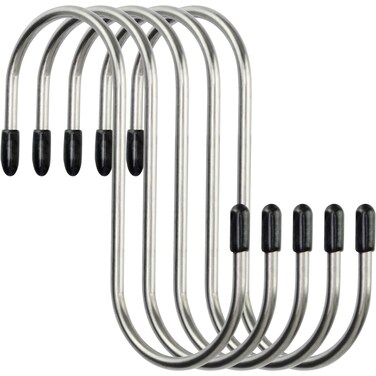 RLOVAL 5 Pcs S Hooks for Hanging,Non Slip Metal Plus Non-Slip Cap,Upgraded Firm Heavy Duty Large Utility Hooks,Heavy Duty Hanging Hooks for Plants Basket Towels,Urinary Drainage Bag, Kitchen,Bathroom