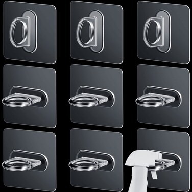 14 PCS Spray Bottle Holder Adhesive Bottle Hooks Clear Spray Bottle Hooks Shower Curtain Rod Holder Wall Mount Utility Hooks Decorative Shower Curtain Hooks for Kitchen Home Bathroom Accessories