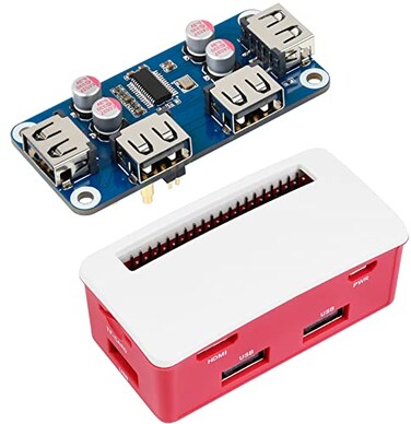 USB HUB HAT Board with ABS Case Box for Raspberry Pi Zero 2W/ 2WH/ Zero W/Zero WH/Zero, Extended 4X USB 2.0 Ports Compatible with USB 2.0/1.1&iuml;&frac14;&OElig;Nice &amp; Dust-Proof