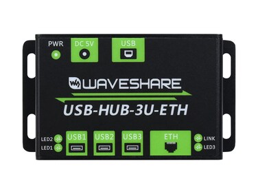 Waveshare Industrial Grade Multifunctional USB HUB Extending 3X USB Ports + 100M Ethernet Port Suitable for Industrial/Office Environments Requiring Higher Level Device Without Power Supply