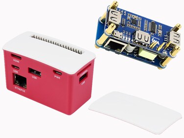 PoE Ethernet/USB HUB HAT Board with ABS Case Box for Raspberry Pi Zero 2W/ 2WH/ Zero W/Zero WH/Zero, PoE 802.3af-Compliant Ethernet Port and 3X USB 2.0 Ports Compatible with USB 2.0/1.1
