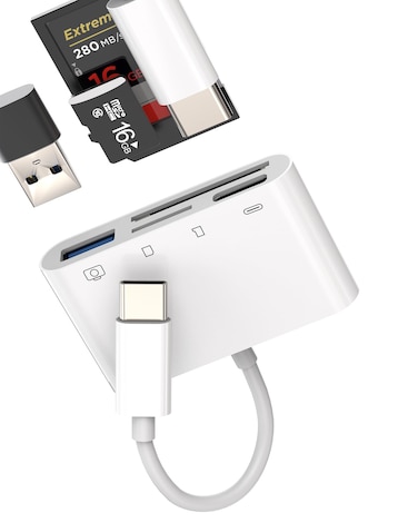 USB C Hub Type C USB TF Micro SD Card Reader Adapter(4 in 1) USB-C Charger Thunderbolt Multiport OTG Cable Compatible for Samsung for IPhone15 Pro Max Ipad MacBook Keyboard Camera Memory Flash Drive