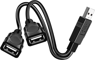 USB 2.0 A Male to 2 Dual USB Female Jack Y Splitter Hub Power Cord Extension Adapter Cable USB Splitter, USB Charging Cable,for Laptop/Car/Data Transfer/Charging, etc.