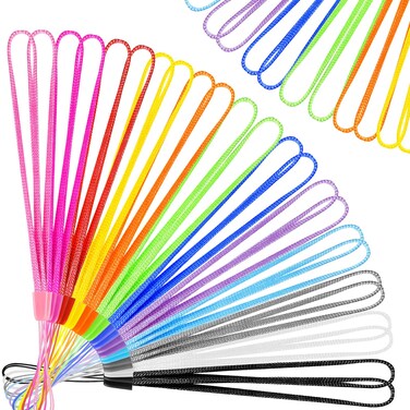 Shappy 100 Pcs Hand Wrist Strap Lanyard 7 Inch Short Colorful Nylon Wrist Lanyard String for USB Flash Drives, Cell Phone, Keys, Camera, Keychain, ID Badge Holder, Name Tag - Assorted Colors