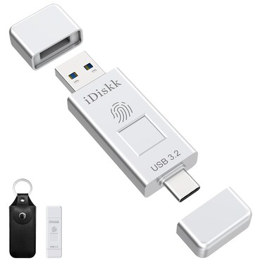 iDiskk SSD 512GB 500MB/S Fingerprint Encryption High Speed Flash Drive Photo Stick for iPhone 15/15 Plus/15 Pro/15 Pro Max,USB C iPad, MacBook,Laptops,Android &amp;PC,ONE-Click Backup Photos &amp;Videos