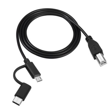 RIIEYOCA USB B Printer Cable 3.3 ft, 2-in-1 Designed, Micro USB to USB B, USB C to USB B Printer Cable for Computer, Scanner, Electric Keybords,Digital Piano, MIDI Controller, and etc.