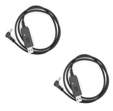 (2PCS) UV-5R USB Charger Cable UV-5R USB Charging Cable (2.5mm) [New Version 2025 ] for BaoFeng UV-5R UV-82 BF-F8HP UV-82HP UV-5X3 UV-5RE UV-S9 UV-9S Cable with Indicator Light(Not for Charging Base)