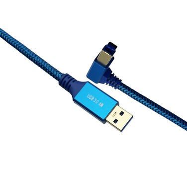 Seadream Angle USB 3.0 Printer Cable 1.64FT;USB 3.0 A to Angle B Cable Braided;USB 3.0 A Male to USB 3.0 B Male Right Angle Cable 5Gbps High-Speed Zinc Alloy Case