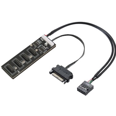 9Pin USB Header Splitter with SATA Power Cable, 4 Internal USB 2.0 Ports, Internal USB Hub Extension USB 2.0 Splitter Connector for Motherboard, Adapter for CPU, WiFi Receiver, Fans, and RGB Light