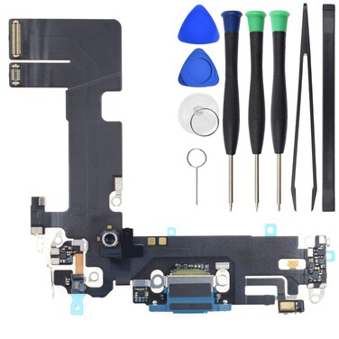Sunrise glow USB Charging Port Jack Flex Cable Replacement for iPhone 13 with Microphone, USB 2.0 Blue
