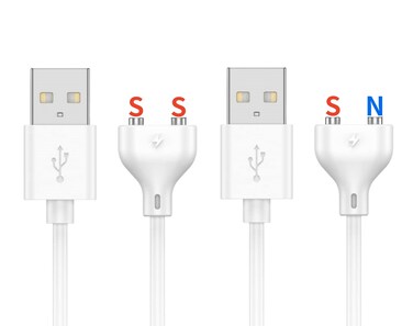 Kwevos Magnetic USB DC Charger Cable,2 Pack(1 Single Polarity &amp;1 Double Polarity) Replacement Charging Cord, 2Pins 31.4Inch 7MM/10MM Charger for Toys,Cleansor (1+1 10mm/0.39Inch)