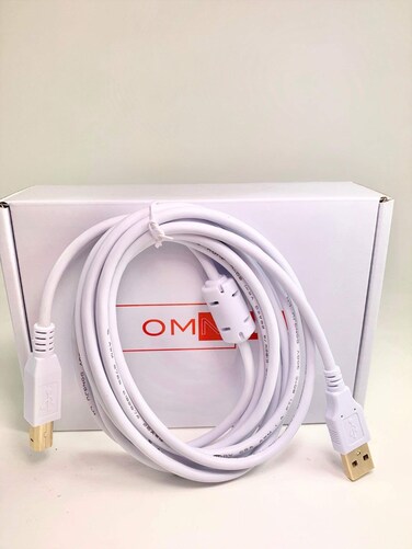 OMNIHIL White 8 Feet Long High Speed USB 2.0 Cable Compatible with HP ENVY PRO 6455