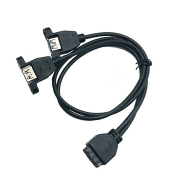 Seadream 2 Port Panel Mount USB 3.0 Cable - USB 3.0 A to Motherboard 20 Pin Header Cable F/F with PCI Slot Plate Panel Expansion Bracket 50CM