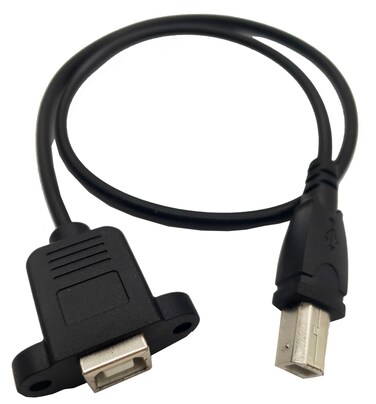 Traovien USB 2.0 Type B Male to Female Extension Cable with Screws Panel Mount for Printer Scanner Disk(50cm/20inch).