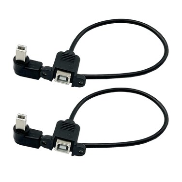 Seadream Angled USB B Printer Extension Cable with Panel Mount 2Pack USB 2.0 Type B Male Right Angled to Type B Female Extension Cable Panel Mount with Screw Holes