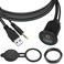 QIANRENON USB3.0 &amp; 3.5mm Audio Threaded Fixed Embedded Car Waterproof Cable 5Gbps TRS 3.5mm &amp; USB3.0 Dashboard Panel Mount Extension Cable, LED Lights, Al Housing, for Car Boat Motorbike,2M/6.5ft