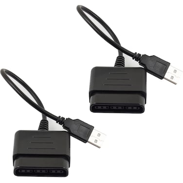 whiteeeen PC USB to Wired Controller Adapter Converter Cable for PS2 PS3 10inch Length (2pcs)