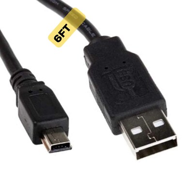 6FT USB Programming or Charging Cable for Select Logitech Harmony Remote Controls Using The Mini B Tip