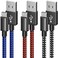 6amLifestyle PS4 Charger Cord, 10ft 3 Pack Android Charger Cable, Long Nylon Braided Micro USB Cord, for PlayStation 4, PS4 Slim/Pro, Dualshock 4, Xbox One/One X, Black+Blue+Red