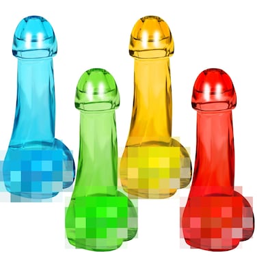 Funny Shot Glasses Set of 4 Bachelorette Party Favors for Unique Party Creative Shape Martini Glasses Wine Glasses Crystal Glassware Cups Bachelorette Party Favors Ideal Gag Gift (Red Pink Blue Green)