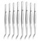 Piriuuo 8 Pcs Stainless Steel Tweezers Curved Serrated Tip Tweezers Multipurpose Tweezers for Craft Long Precision Tweezers Non-Slip Gem Stamp Tweezers for Bead Crafts Jewelry Making, Silver