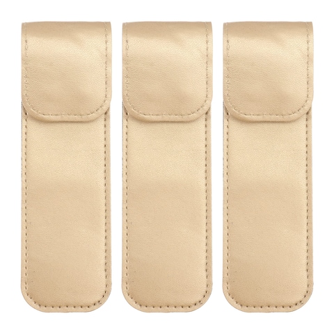 3pcs Protective Case Eyelash for False Lashes Lash Kit Leather Kit Pu Leather Covers Eyelash Grafting Tweezer Cover Pu Leather Sleeve Golden Pu Leather