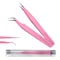 FancyFace Beauty 2 Pieces Straight and Curved Tip Tweezers Eyelash Extension Tweezers, Stainless Steel False Lash Application Tools