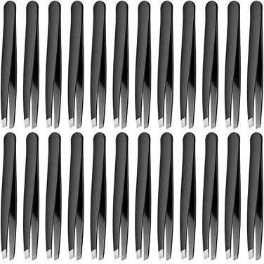 24 Pieces Eyebrow Tweezers Stainless Steel Slanted Tip Tweezers Facial Hair Eyebrow Precision Tweezers for Men and Women