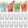 wookgreat Vintage Drinking Glasses Set of 12, Textured Clear Striped Glass Cups, Ribbed Glassware Set, Tall Water Glass Tumblers, Mojito Cups, Cocktail Glass, Iced Coffee Cup, Bar Glassware