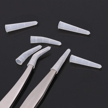 EORTA 50Pcs Soft Silicone Tweezer Tip Covers for Eyelash Tweezer Pusher, to Protect Tips, Transparent