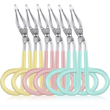 Maitys 6 Pcs Stainless Steel Eyebrow Scissors Tweezers,Scissors Handle Shaped Eyebrow Tweezers Clip, Flat Straight Tip Tweezers Brow Hair Plucker Remover Facial Hair Eyebrows Care Men Women,3 Colors