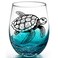 OWATRKDEY Turtle Stemless Wine Glasses: Hand Blown Beach Wine Glass Birthday Gifts for Women, Turtle Lovers 18 Ounces - Set of 1