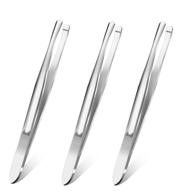 3 Pcs Stainless Steel Tweezers Round Tip Tweezers Blunt Tip Tweezers Eyebrow Hair Removal Tweezers Multi Purpose Tweezers Flat Round Tip Makeup Cosmetic Tool Hair Removal Tool